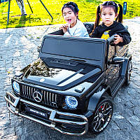 Двомісний дитячий електромобіль Джип M 4259 EBLR-2, Mercedes AMG G63, 4 мотори 45W, EVA, шкіра, чорний