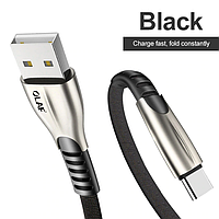 Кабель быстрой зарядки Quick Charge 3 A Olaf USB - Type-C 1 метр PO86654 Черный