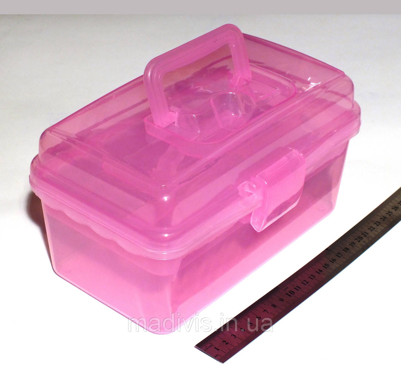 Пластиковий органайзер для фурнітури та інструментів (26 х 16 х 14 см.) РОЗОВИЙ, фото 1