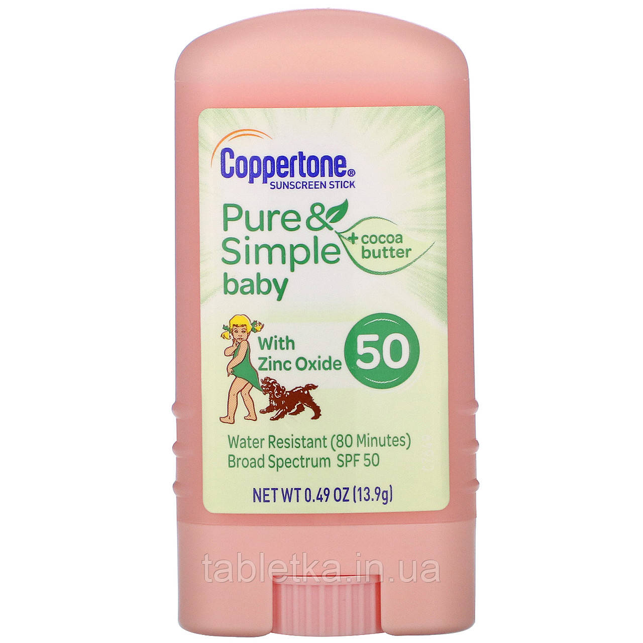 Coppertone, Baby, Pure & Simple, Сонцезахисний стик, SPF 50, олія какао, 0,49 унції (13,9 г)