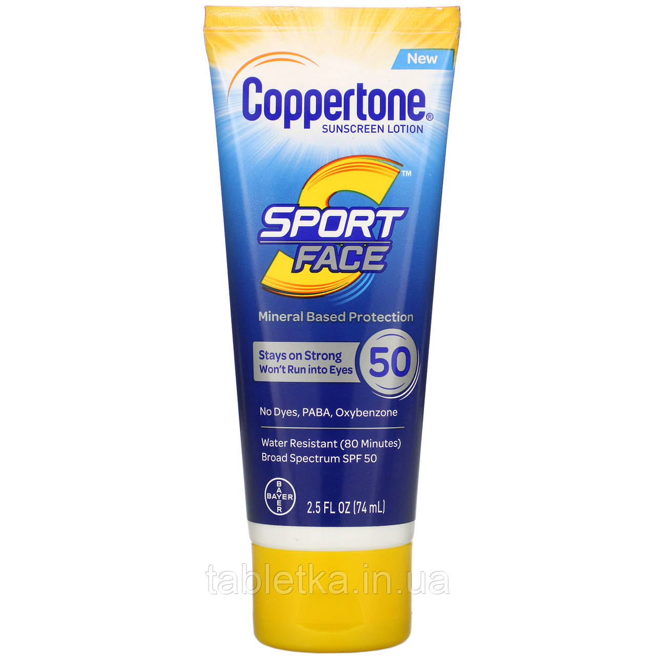 Coppertone, Sport Face, сонцезахисний лосьйон, SPF 50, 74 мл (2,5 рідк. Унції)