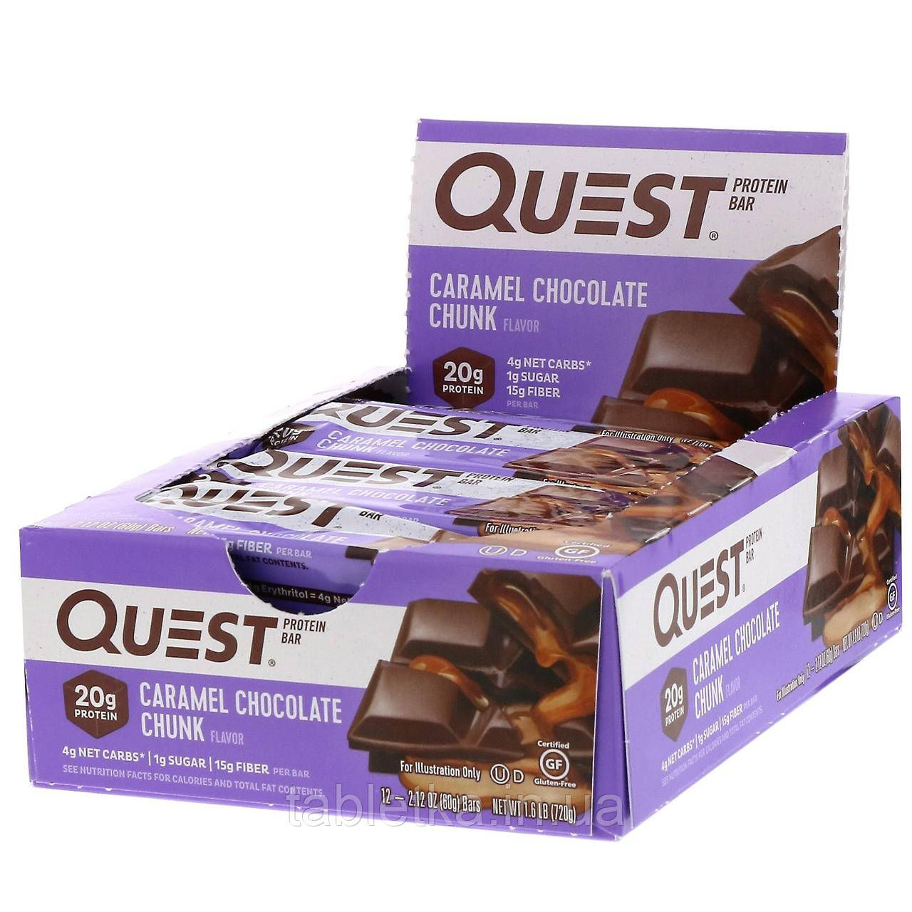 Quest Nutrition, Протеїновий батончик, шоколад з карамеллю, 12 батончиків, 60 г (2,12 унції) кожен Київ