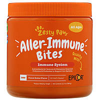 Zesty Paws, Aller-Immune Bites, добавка для собак, с ароматизатором «Арахисовая паста», 90 мягких жевательных