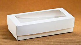 Коробка "Пенал" М0008-о11 біла з віконцем, розмір: 200*95*50 мм