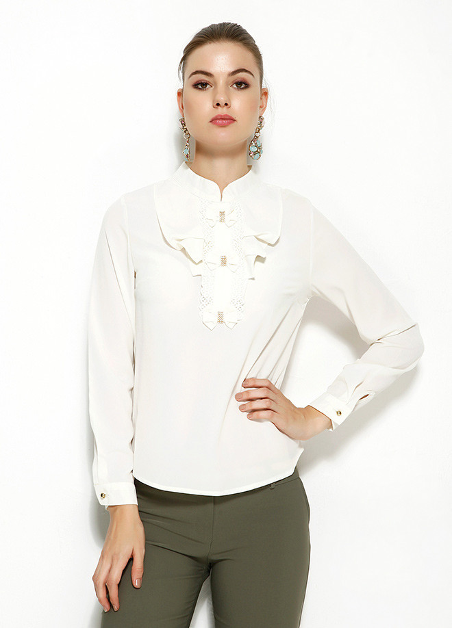 Белая женская блузка MA&GI с жабо - фото 1 - id-p170227686