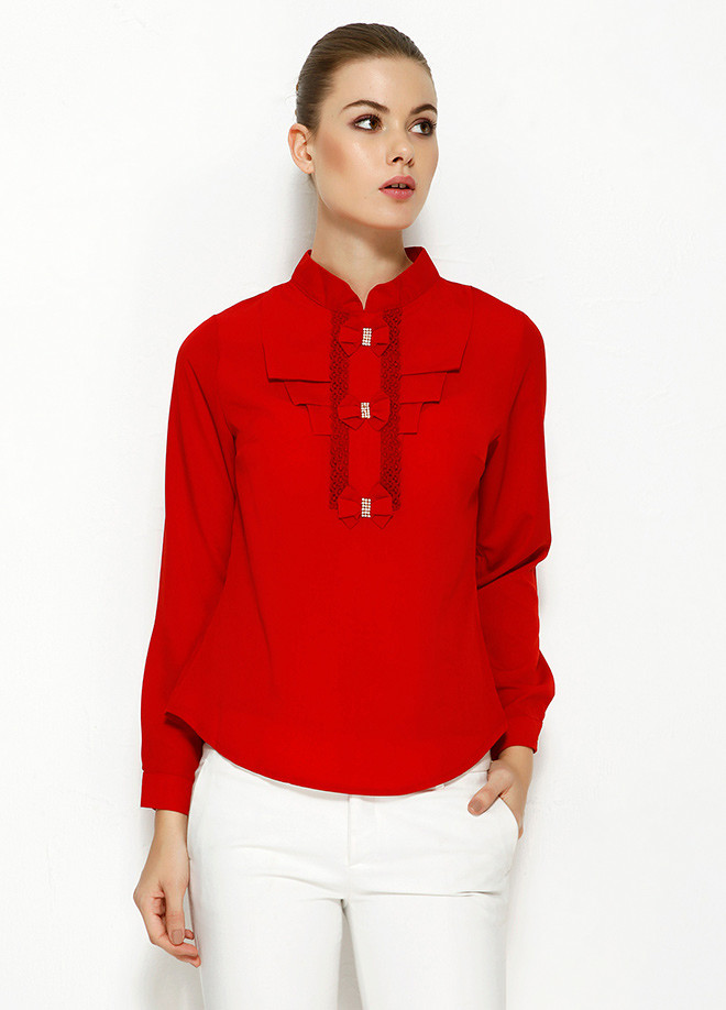 Красная женская блузка MA&GI с бантиками - фото 1 - id-p170228058