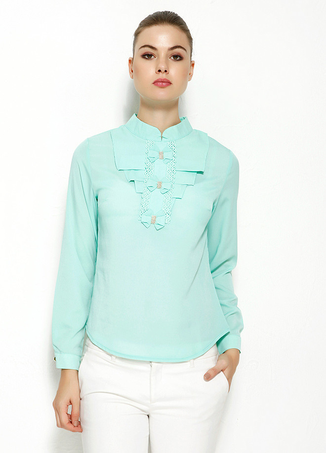 Голубая женская блузка MA&GI с бантиками - фото 1 - id-p170228080