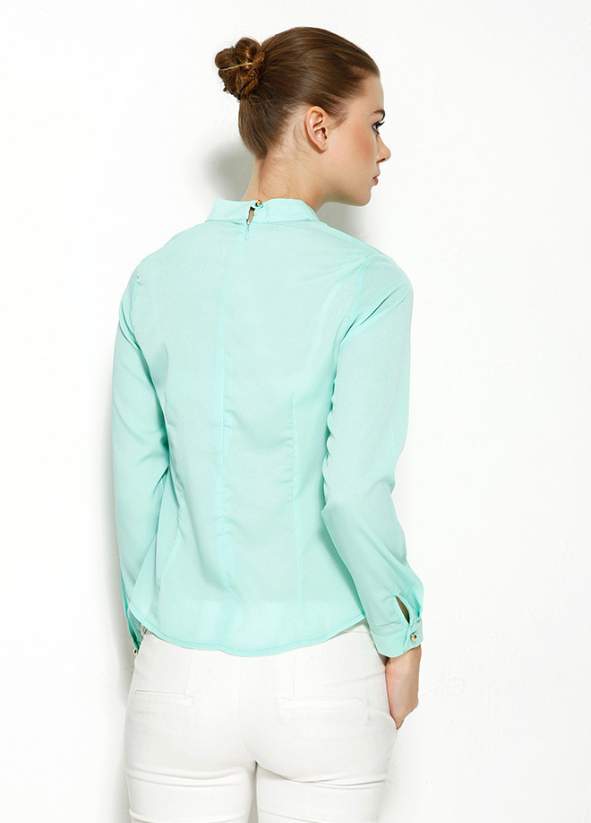 Голубая женская блузка MA&GI с бантиками - фото 2 - id-p170228080