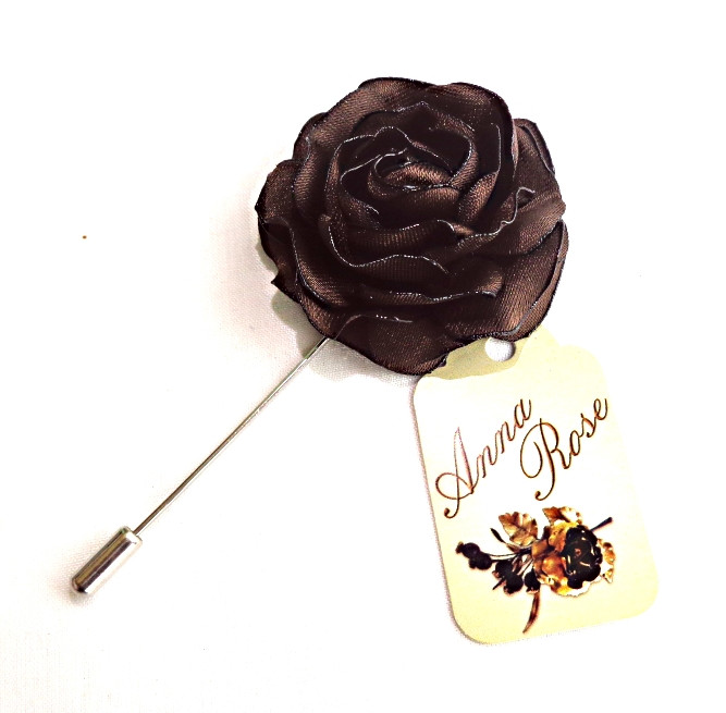 Бутоньєрка квітка ручної роботи на піджак"Коричнева троянда"