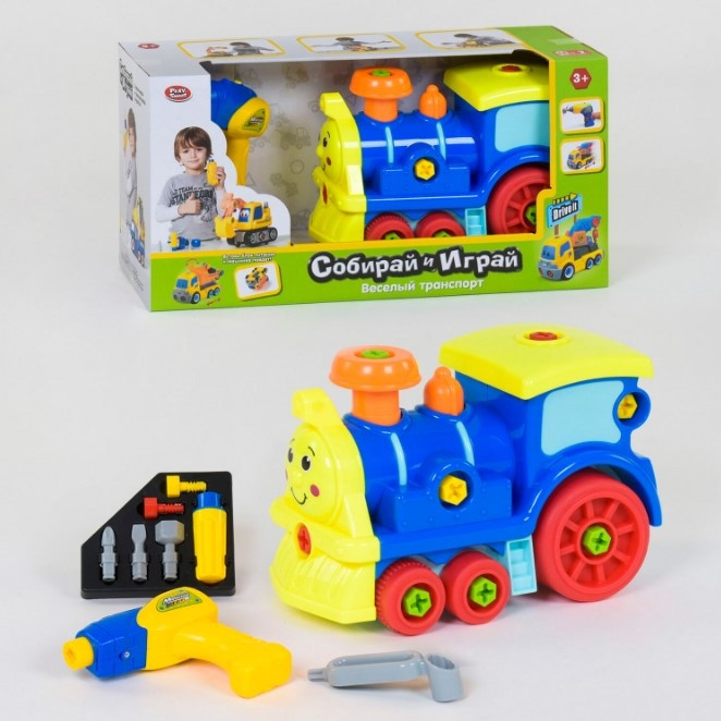 Поїзд конструктор з шуруповертом на батарейках Play Smart 1987
