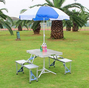 Алюмінієвий туристичний розкладний стіл для пікніка зі стільцями