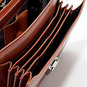 Чоловіча барсетка коричневого кольору сумка Desisan з натуральної шкіри класична шкіряна міні сумочка, фото 6