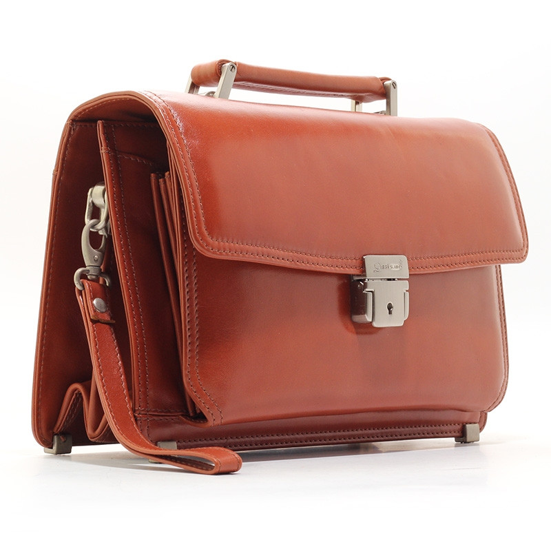 Чоловіча барсетка коричневого кольору сумка Desisan з натуральної шкіри класична шкіряна міні сумочка