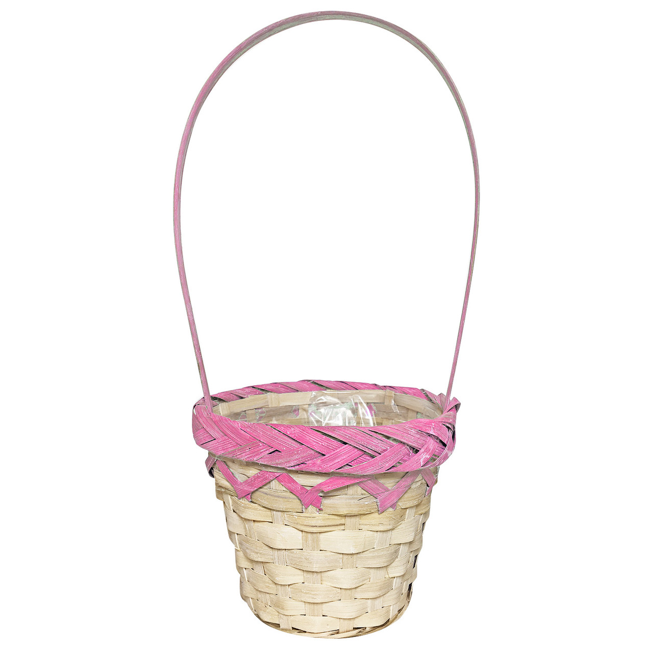 Кошик із лози 40 х 17,5 см натуральний з рожевим кантом, фото 1