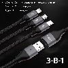 USB кабель Kaku KSC-250 3-in-1 Type-C / MicroUSB / Lightning 30см+120см - Black, фото 4