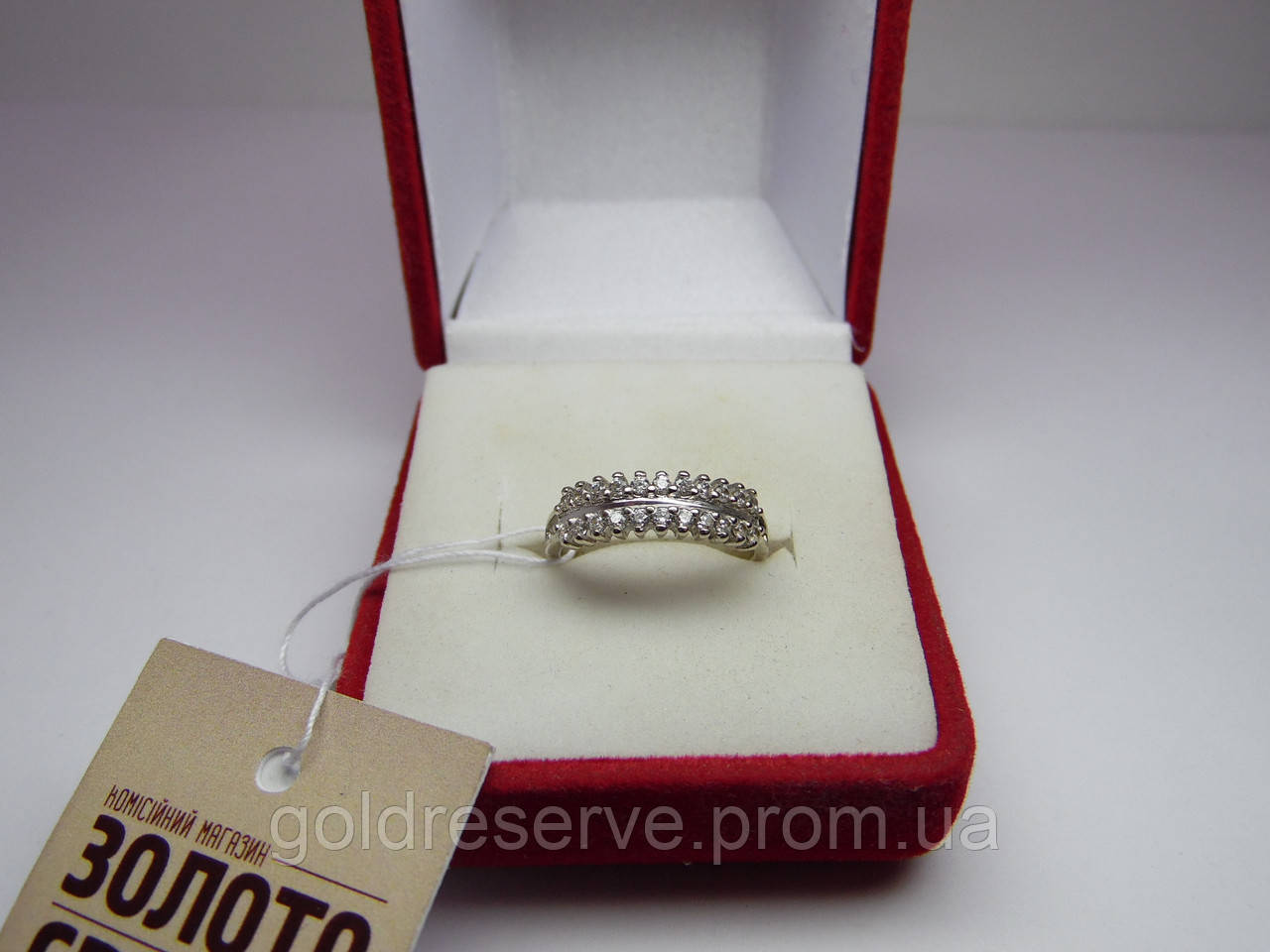 Золоте жіноче кільце. Розмір 15,8 Біле золото, фото 1