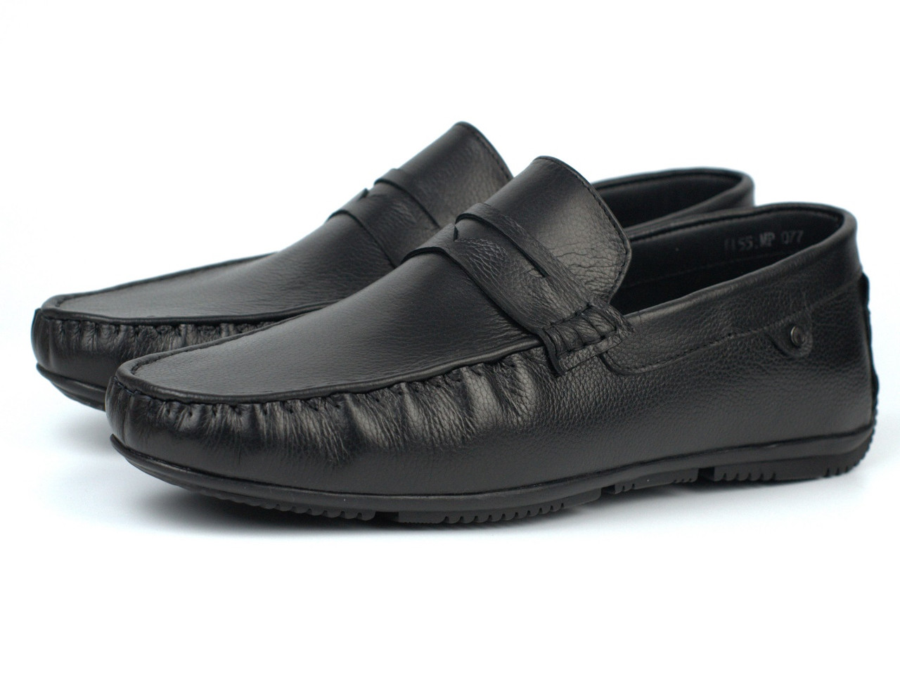 Стильні чоловічі мокасини чорні шкіряні взуття великих розмірів ETHEREAL BS Flotar Black by Rosso Avangard
