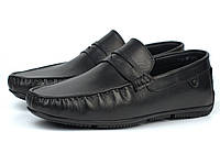Стильные мужские мокасины черные кожаные обувь больших размеров с BS Flotar Black by Rosso Avangard