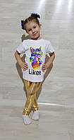 Комплект літній на дівчинку Лайки: футболка + лосини