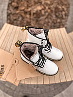 Стильні жіночі черевики Dr Martens білого кольору. Черевики Доктор Мартінс для дівчат з хутром., фото 9