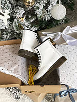 Стильні жіночі черевики Dr Martens білого кольору. Черевики Доктор Мартінс для дівчат з хутром., фото 7