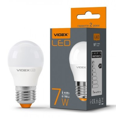 LED-лампа світлодіодна VIDEX G45e 7W E27 4100 K 220V