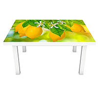 Виниловая наклейка на стол Лимоны (интерьерная ПВХ пленка для мебели) цитрусы фрукты Желтый 600*1200 мм