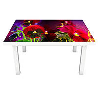 Вінілова наклейка на стіл Братки (інтер'єрна ПВХ плівка для меблів) квіти фіалки Фіолетовий 600*1200мм