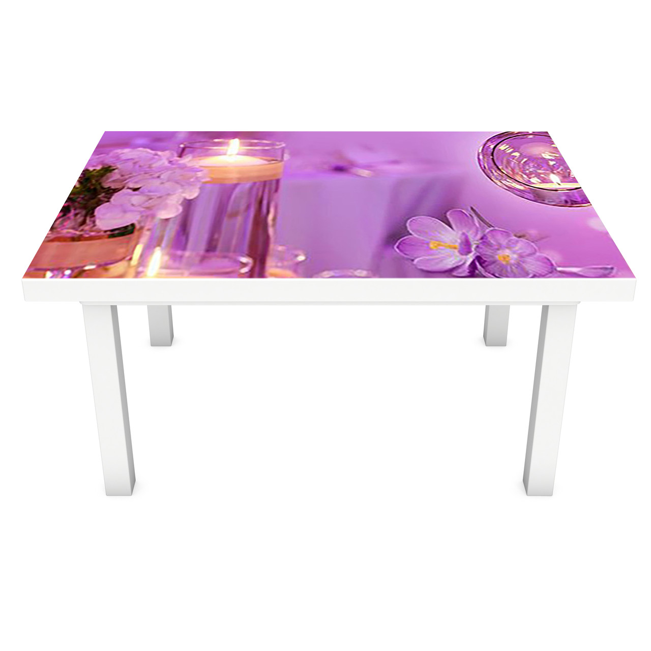 Вінілова наклейка на стіл Відблиски (інтер'єрна ПВХ плівка для меблів) свічки Абстракція Фіолетовий 600*1200мм, фото 1