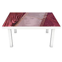 Виниловая наклейка на стол Бордовый Бархат (интерьерная ПВХ пленка для мебели) кинолента ткань Люди 600*1200