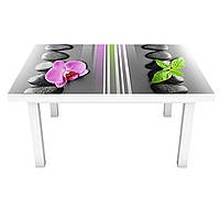 Виниловая наклейка на стол Линии (интерьерная ПВХ пленка для мебели) орхидея камни геометрия Серый 600*1200 мм