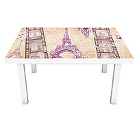 Виниловая наклейка на стол Романтическая Европа (интерьерная ПВХ пленка для мебели) Эйфелева башня кинопленка