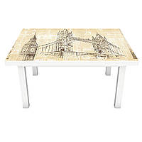 Вінілова наклейка на стіл Старий Лондон (інтер'єрна ПВХ плівка для меблів) Англія Тауерський міст ретро
