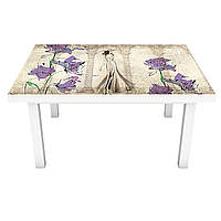 Виниловая наклейка на стол Акварельная Дива (интерьерная ПВХ пленка для мебели) полевые цветы Люди Серый