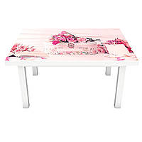 Виниловая наклейка на стол Лепестки (интерьерная ПВХ пленка для мебели) розовые розы цветы 600*1200 мм