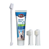 Набір для гігієни порожнини рота собак Trixie Зубна паста зі щіткою, 100 г