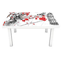 Вінілова наклейка на стіл Англія (інтер'єрна ПВХ плівка для меблів) червоні елементи олень Сірий 600*1200мм