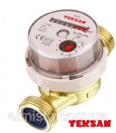 Водосчетчик бытовой Teksan CT15-110 ХВ Dn15 G3/4B Qn 2,5 L=110 R100 50 °С (Турция) - фото 2 - id-p1242716745