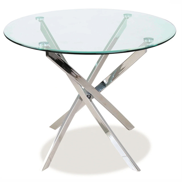 Круглий скляний стіл Signal Agis з хромованими ніжками Польща Круглий скляний стіл Signal Agis з хромованими ніжками Польща