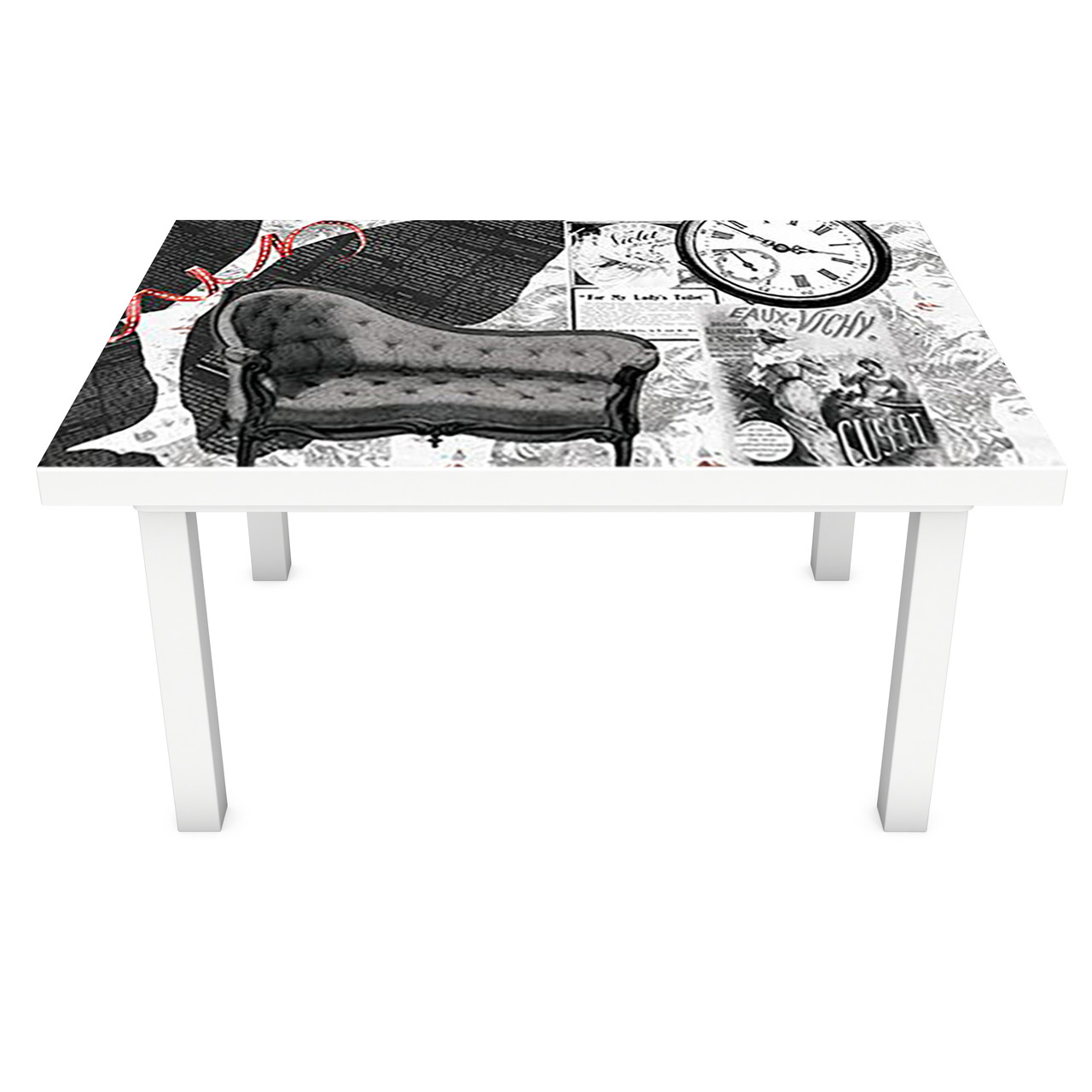 Вінілова наклейка на стіл Ретро Чорно-білий (інтер'єрна ПВХ плівка для меблів) фоторамки Абстракція Сірий