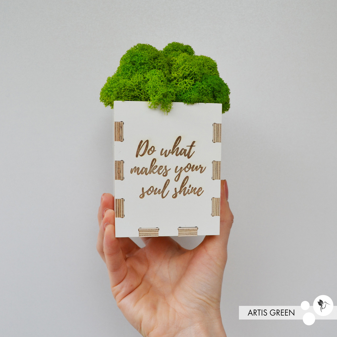 Кашпо з мохом написом "Do what makes your soul shine" від Artis Green, фото 1