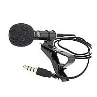 Микрофон петличный для записи звука Петличка блогерская для ПК андроид с клипсой jack 3.5 мм