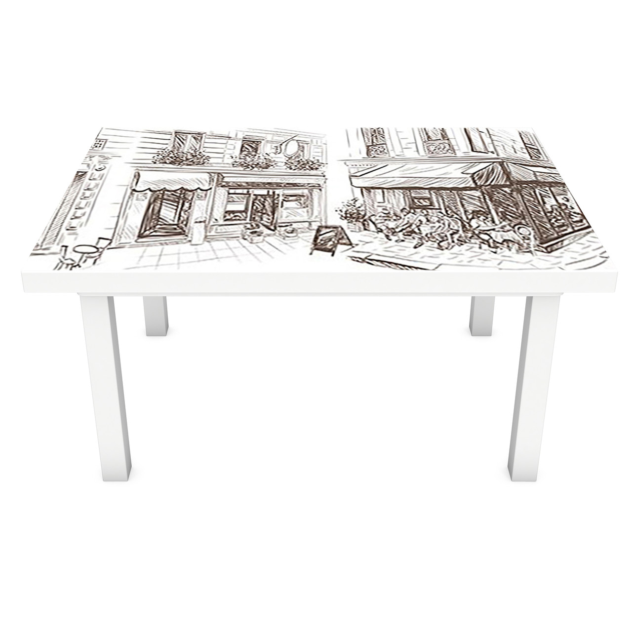 Вінілова наклейка на стіл Намальовані Вулиці (інтер'єрна ПВХ плівка для меблів) олівець Місто Сірий 600*1200мм