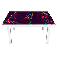 Виниловая наклейка на стол Силуэты (интерьерная ПВХ пленка для мебели) нарисованные девушки Люди Фиолетовый