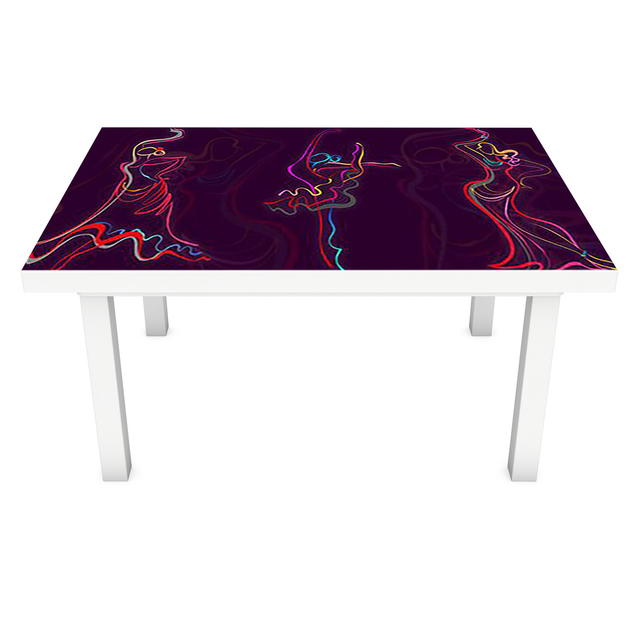 Вінілова наклейка на стіл Силуети (інтер'єрна ПВХ плівка для меблів) намальовані дівчата Люди Фіолетовий