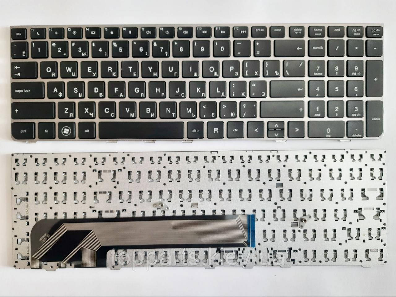 Клавіатура для ноутбуків HP ProBook 4530s, 4535s, 4730s чорний з сріблястою рамкою RU/US