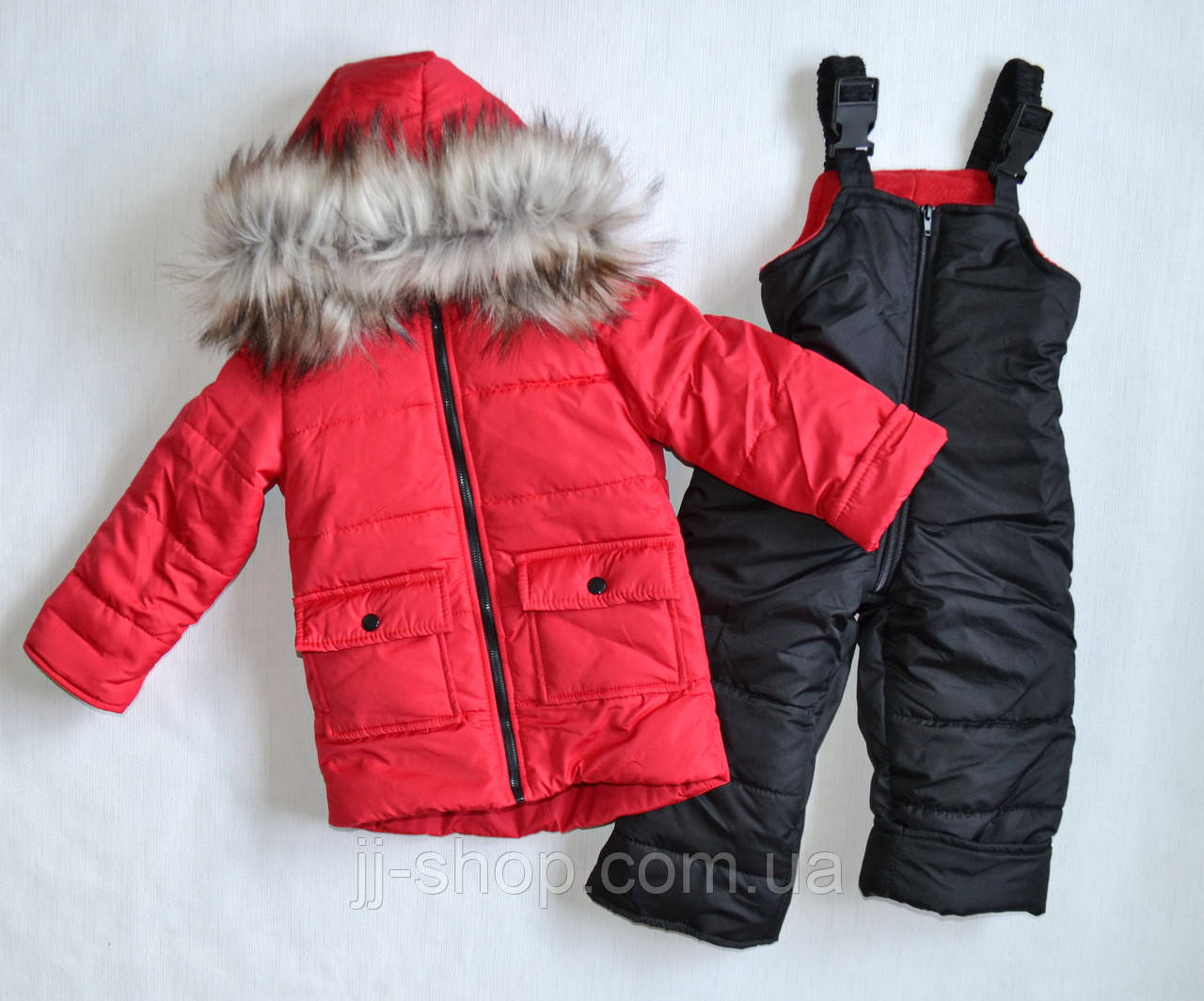 Дитячий зимовий комбінезон унісекс для дівчаток і хлопчиків 2 і 4 роки червоного кольору