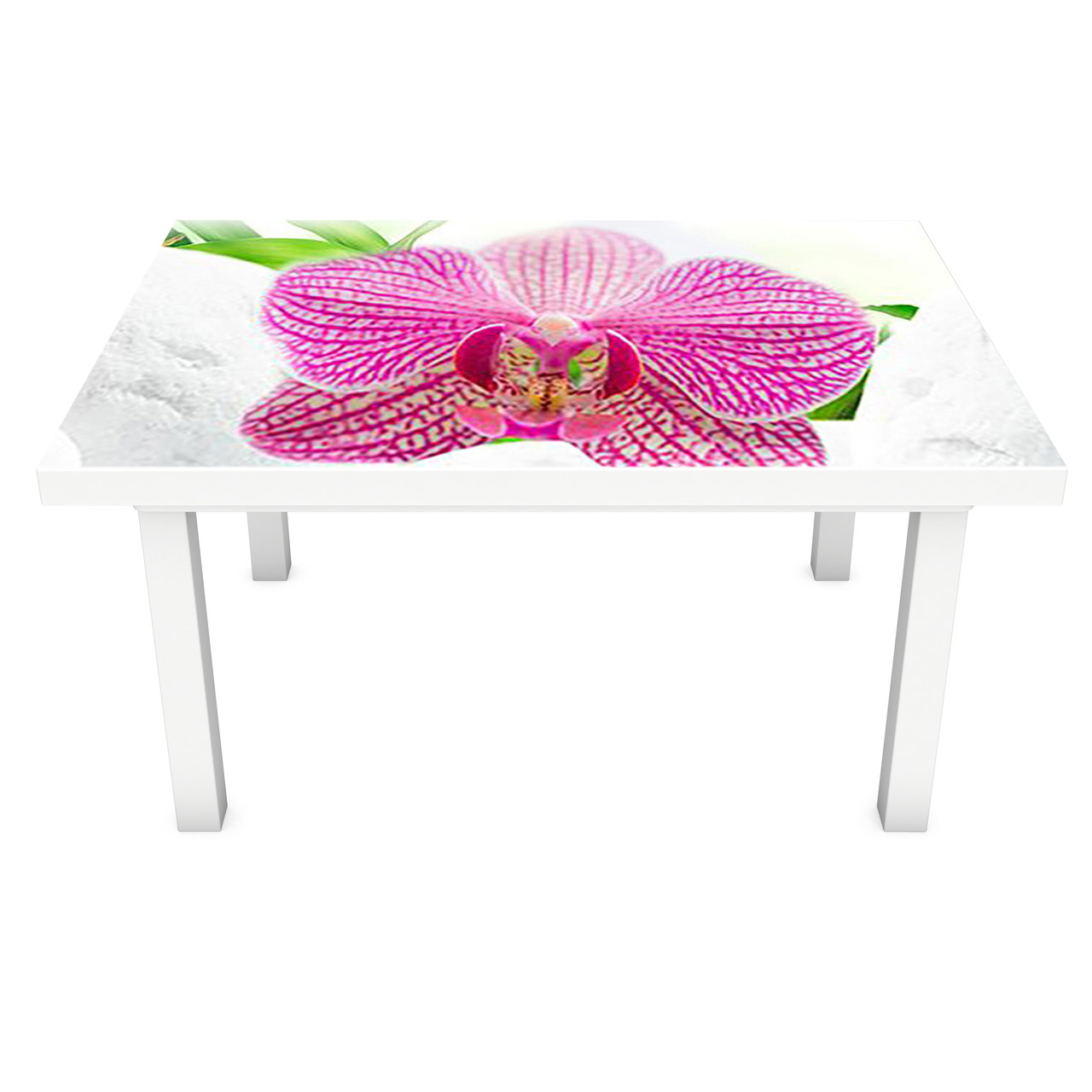 Вінілова наклейка на стіл Делікатні Орхідеї (інтер'єрна ПВХ плівка для меблів) рожеві квіти Білий 600*1200мм, фото 1