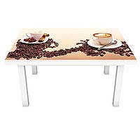Виниловая наклейка на стол Зерна кофе (интерьерная ПВХ пленка для мебели) специи чашки Коричневый 600*1200 мм