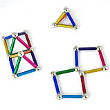 Магнітний конструктор Neo 36 паличок і 27 кульок Різнобарвний, фото 4